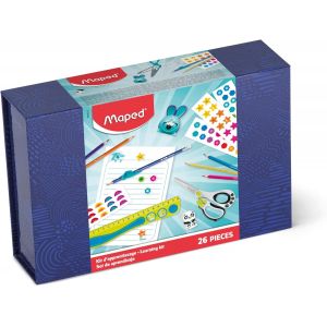 Kalanka-- Coffret D'&eacute;criture Et Accessoires Scolaires Pour Enfants - Crayons De Couleur, Ciseaux, Gommes, Taille-Crayon, R&egrave;gle, Crayons &Agrave; Papier Et Guide-Doigt - Carnet D'&eacute;criture Et Autocollants - Neuf
