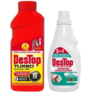 DESTOP Gel D&eacute;boucheur Turbo 5 min Javel + Gel Entretien Canalisations Pin intense - Neuf