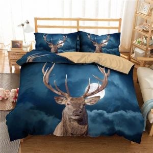 Cerf Housse De Couette, Parure De Lit Double Multicolore Cerfs Multicolore Avec Taie D'oreiller Xcm / Personnes (X Cm,Cerf A) - Neuf