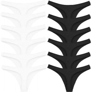Kgabery-Lot De 12 String En Coton Pour Femme,Culotte Pour Femme,String Extensible 12 Pièces,Lot Underwear String Sport Femme 368-12 - Neuf