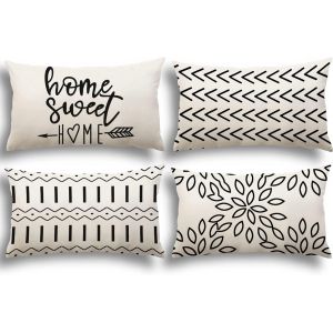 Eryi-Lot De 4 Housse De Coussin Décoratif Canapé Taie D'oreiller Decoration Canapé Housse Coussin En Lin D'extérieur Housse De Coussin Décoration Pour Chambre, Canapé, Chaise, Lit,Jardin 30x50cm - Neuf