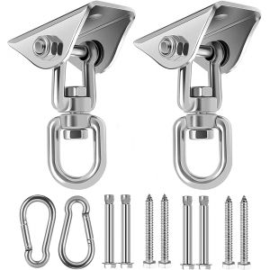 Ulteronixshop-Lot de 2 crochets de plafond pour fauteuil suspendu, balancelle avec vis, capacit&eacute; de 450 kg, acier inoxydable, rotation &agrave; 360 &deg;, pour fauteuil suspendu, hamac, sac de boxe, sling train - Neuf