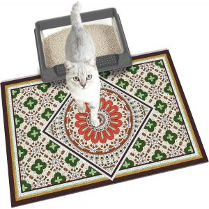 Kalanka-Tapis Pour Liti&egrave;re Bohemian Kitty 24 X 17 In, Tapis Pour Liti&egrave;re Antid&eacute;rapant Et Lavable, Tapis Pour Nourriture Pour Chat Facile &Agrave; Nettoyer Pour Contr&ocirc;ler Les Projections, Protecteur De Sol - Neuf