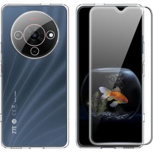 Kal-Coque Compatible Avec Zte Blade A76 5g + 1 Film De Protection D'écran En Verre Trempé, Silicone Tpu De Qualité Supérieure (Transparent) - Neuf