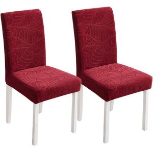 Housse De Chaise De Salle À Manger Bordeaux, 2 Pièces, Extensible, Universelle, Lavable, En Jacquard Moderne, Pour Salle À Manger, Restaurant, Hôtel - Neuf