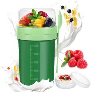 MEVRONISSHOP-Overnight Oats, Pot yaourt avec Couvercle et Cuill&egrave;Re, Verres &agrave; Flocons d'avoine pour la Nuit, 250+550 ml Tasse &agrave; Yaourt R&eacute;utilisable, pour c&eacute;r&eacute;ales &agrave; emporter, yaourt, avoine, lait, fru - Neuf