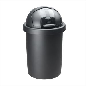 Roll Bob Poubelle Ronde 30l Avec Couvercle,Plastique (Pp) Sans Bpa,Noir,30l (35,5 X 35,5 X 59,5 Cm) - Neuf