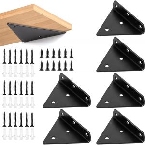 MEVRONISSHOP-6 Pi&egrave;ces Support Etagere, Equerre Murale, Support D'&Eacute;tag&egrave;re En Triangulaires Invisible, Cach&eacute; Supports M&eacute;talliques &Eacute;tag&egrave;re Flottants Mural Equerre Etagere Murale De Fixation Avec 6 Vis - Neuf