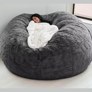 SUBZONAL-Pouf G&eacute;ant Immense, Beanbag (sans Remplissage) Meubles de Salon Party Lavable Pouf Poire Fauteuil Poire Housse de-(Color&iquest;Gris Fonc&eacute;,Size&iquest;7FT) - Neuf