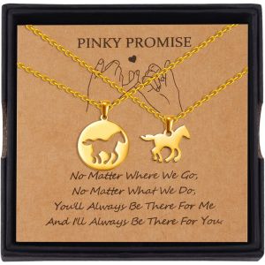 Kal-2 Pièces Collier Cheval Creux Pour Filles, Collier Pendentif Cheval Bijoux Cadeaux Pour Mère Fille Collier Pendentif Cheval En Acier Inoxydable Délicat Avec Boîte Cadeau - Neuf