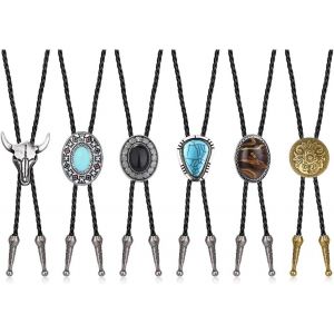 Meimie-6 Pièces Bolo Cravate Pour Homme Western Cowboy Cravate En Cuir Halloween Costume Accessoires Pour Homme Femme - Neuf