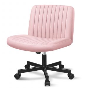 ALFORDSON Chaise &agrave; Pieds Crois&eacute;s, Chaise de Bureau et Vanity &agrave; Pieds Crois&eacute;s Large, Velours, Rose - Neuf