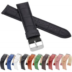 Kal-Croco Lm Bracelet De Montre En Cuir De Vachette Avec Motif Crocodile Noir, Marron, Blanc, Rouge, Bleu, Vert - Neuf