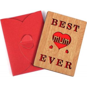 CHECARZHN--NO1-Carte En Bois Pour Maman, Cadeau De Carte En Bois Meilleure Maman Jamais En Bois Pour L'Anniversaire De Maman, La Fête Des Mères, Carte De Voux Faite À La Main - Neuf