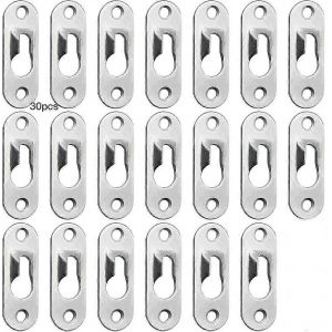 30pcs Cintre en trou de serrure en m&eacute;tal 43mm x 16mm pour suspendre des miroirs et des cadres photo &agrave; partir d'une armoire murale int&eacute;rieure - Argent - Neuf