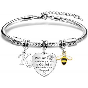 Eryi-Bracelet Lettre Initiale A-Z,Bracelets Pour Amitié,Cadeau Femme Bracelets,Charm Coeur Lettre A-Z Acier Inoxydable,Cadeaux D'anniversaire Pour Femmes Fille Nièce S?ur Amie Filles Maman Tante - Neuf