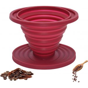 KAL-Pliable Versant Compte-Gouttes À Café Pour Camp, Porte-Filtre À Café En Silicone Réutilisable, Porte Filtre À Café En Silicone, Support À Café Filtre Pour Camping, Randonnée, Survie, Voyage (Roug - Neuf