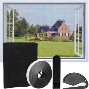 Moustiquaire Fenetre,Moustiquaire Fenetre Peut être coupé,Moustiquaire avec Rubans Adhésifs sans Percage,Taille Maximale de la (BLACK 150 * 180cm) - Neuf