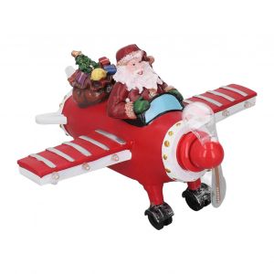 Statue De Pere Noel En Forme D'avion A Led, Figurine De Pere Noel En Resine Coloree Et Exquise Pour Les Vacances - Neuf