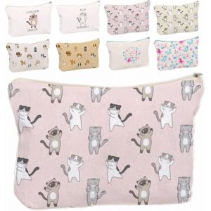 MAA-Trousse de toilette pour femme, trousse de maquillage, trousse de maquillage, trousse de maquillage pour femme, trousse de toilette, trousse de maquillage, sac à liquides, cadeau, blanc, Chats R - Neuf