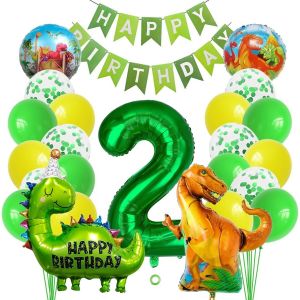 Dino Anniversaire Déco 2 Ans Anniversaire Enfant Décoration Dino 2 Anniversaire Garçon Fille Anniversaire Dino Anniversaire Décoration Anniversaire Dinosaure Décoration D'anniversaire Garçon 2 Ans - Neuf