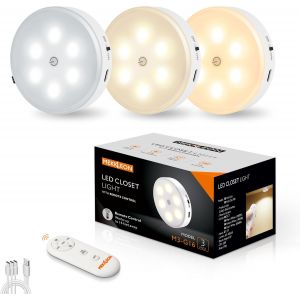 meimie-Spot Lampe Led Rechargeable Usb Avec Télécommandes,[Lot De 3] Veilleuse Cuisine Sans Fil Escalier,3 Couleurs Dimmable,Magnétique,Led Sans Fil Pour Cuisine,Couloir,Escalier,Placard(Cct) - Neuf