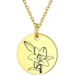 Collier Fleur De Naissance Femme Argent 925 M&eacute;daille Fleurs 12 Mois Pendentif Naissance Avec Cha&icirc;ne R&eacute;glable 40+5 Cm,Bijoux Cadeaux Anniversaire Pour Maman Fille (Bo&icirc;te Cadeau) - Neuf