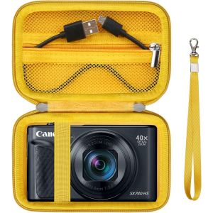 Hard Case for Canon PowerShot SX740/SX730/SX720/SX620/G7X Digital Camera Protective Storage Bag with Mesh Pocket with Zip for Battery,USB Cable,Yellow - Neuf