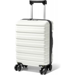 KALANKA-Valise Cabine for 45x36x20 Easyjet, Bagage Cabine avec Serrure TSA et roulettes Amovibles, Coque Rigide L&eacute;g&egrave;re en ABS, Blanc Cass&eacute; - Neuf