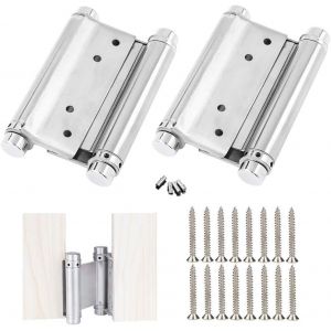 2 Pcs Charni&egrave;res Porte en Acier Inox Paumelle Porte de Doule Action Charniere Meuble Charni&egrave;res &agrave; Ressort &agrave; Visser Charniere Porte Battante pour Saloon Caf&eacute; Bar Double Porte(3 inch) - Neuf