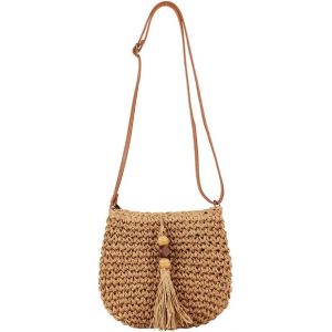 RFCBC-Sac a Main Femme Tissée Pochette d'Été Embrayage Soirée Clutches en Paille Tendance Sacs à Bandoulière Rétro Bohème Rotin pour Plage Fête Vacances - Neuf
