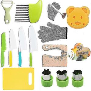 Couteaux pour enfants pour la vraie cuisine,ensemble de couteaux de cuisine en bois pour enfants de 13 pièces - Neuf
