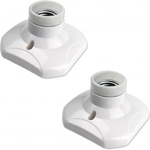 Kalanka-Douille De Plafonnier E27 &Agrave; Vis Pour Lampe Murale Int&eacute;rieur, Ac 230v, Support Pour Ampoule Led, Base Plastique Pour Plafond De Garage Atelier, Lot De 2 - Neuf