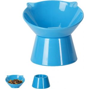 Kalanka-Gamelle Surélevée Inclinée À 15° Pour Chat - Bols Anti-Vomissements Pour Nourriture Et Eau - Plats Réglables Pour Protéger La Colonne Vertébrale - Bleu - Neuf