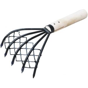 Râteau à palourdes avec filet Râteau à griffes à 5 griffes Manche en bois Outil de creusement Accessoires pour fruits de mer Râteau à griffes à 5 dents - Neuf