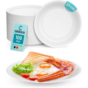 Checarzhn--No1-Lot De 100 Assiettes Rondes En Carton Ø 23 Cm, Assiettes Jetables De Qualité Supérieure Pour Gâteaux, Fêtes Et Collations, Vaisselle Jetable Et Vaisselle Jetable, Assiettes En Carton P - Neuf
