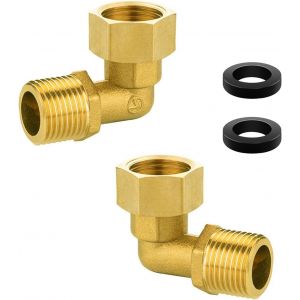 CHECARZHN--NO1-Coudes En Laiton 90° G1/2"" Ig/Ag, 2 Pièces Raccord Coude En Laiton 90°, Coude Dn15 Raccord Mobile En Laitons, 1/2 Mâle Et Femelle Raccords Filetés, Pour Raccordement De Tuyaux - Neuf