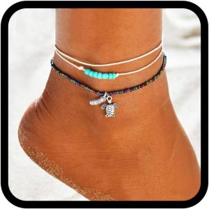 Bracelet De Cheville Bohème Turquoise En Forme De Tortue Avec Perles Tissées Pour Femme Et Fille - Neuf