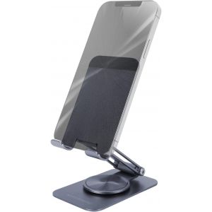 Kal-Ma-Rss, Support Pliable Pour Smartphone, Rotation Dynamique 360° + Réglage De La Hauteur Et De L'angle 180°, Support Aluminium Téléphone Mobile, Antidérapant, Gris Foncé - Neuf