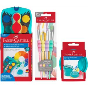 Chenquansarl-205036 - Kit De Peinture Connector Avec Boîte De Peinture À L'eau, Lot De 4 Pinceaux Et Gobelets À Pinceaux - Neuf