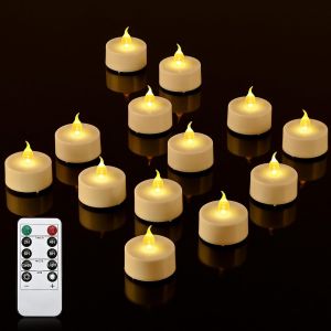 12 Bougie Chauffe Plat Bougies Led Avec Minuterie Telecommande Pour La Maison, La Chambre, La Table, Halloween, D&eacute;coration De No&euml;l - Neuf