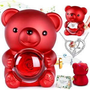 Ours Rose Eternelle Bo&icirc;te &agrave; Bijoux Cach&eacute;e - Ourson Rose Eternelle de No&euml;l, Boite a Musique Cadeau pour Femme, Cadeau Noel Femme Original Utile, Saint-Valentin, Anniversaire - Neuf