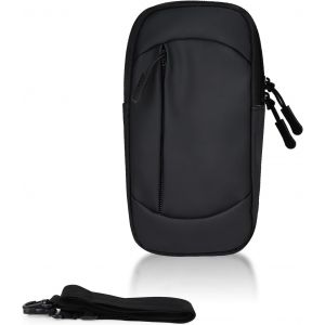 Support De T&eacute;l&eacute;phone Portable Avec Sangle Amovible, 2 Poches Zipp&eacute;es, Sac De Transport Pour T&eacute;l&eacute;phone Portable, Jogging, En Cuir Synth&eacute;tique, Avec Fermeture &Eacute;clair Silencieuse Pour La Course - Neuf
