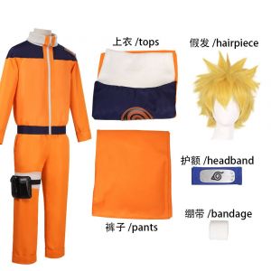 Costume De Cosplay Naruto, Ensemble Complet De Costumes D'anime Pour Jeunes Naruto Uzumaki, Hall Cosplay - Neuf