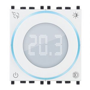 Thermostat Rotatif &agrave; 2 Modules Avec Affichage Blanc 02970.b - Vimar - Neuf