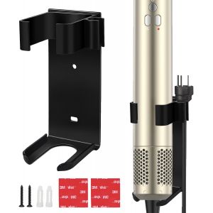 KALANKA-Support Compatible avec Dyson Airwrap, Support Mural sans perçage pour lisseur, Support pour Dyson Airwrap, Aluminiumpour lisseur de cheveux de coiffure (noir) - Neuf