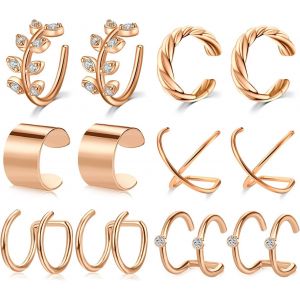 Kal-Faux Piercing Oreille Ear Cuffs Mancheete D'oreille Acier Chirurgical Non Piercing Boucle D'oreille Non-Percé Faux Piercing Nez Lèvre Helix Femme Homme - Neuf