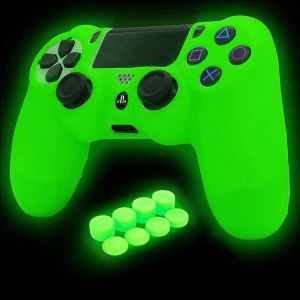 Ps4 Controller Skin Silicone Grip Glow In Dark Étui De Protection Pour Ps4/Slim/Pro Controller + 8 Fps Pro Thumb Grips + 2 Pcs Caps. - Neuf