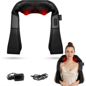 Masseur Cervical Chauffant, Masseur Dos &Eacute;lectrique Pour Le Cou Et Les &Eacute;paule Pour Shiatsu Massage Et Relaxation, Soulager Les Douleurs Musculaires Des Tout Le Corps (Noir) - Neuf