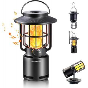 Kalsg-Haut-Parleur Bluetooth D'extérieur Avec Lumière De Flamme,Ip65 Étanche,3 Modes D'éclairage,Lampe De Poche D'extérieur,Haut-Parleur Sans Fil Pour Terrasse,Jardin,Cadeaux Pour Hommes,Femme - Neuf
